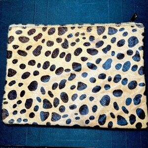 Calf Hair Leopard Print Clutch